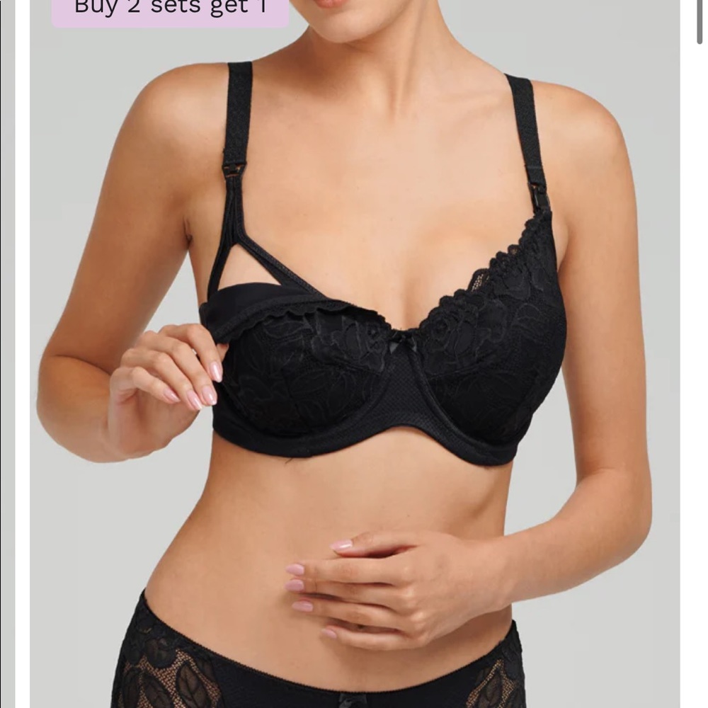 36 J black lace underwire nursing bra BNWT